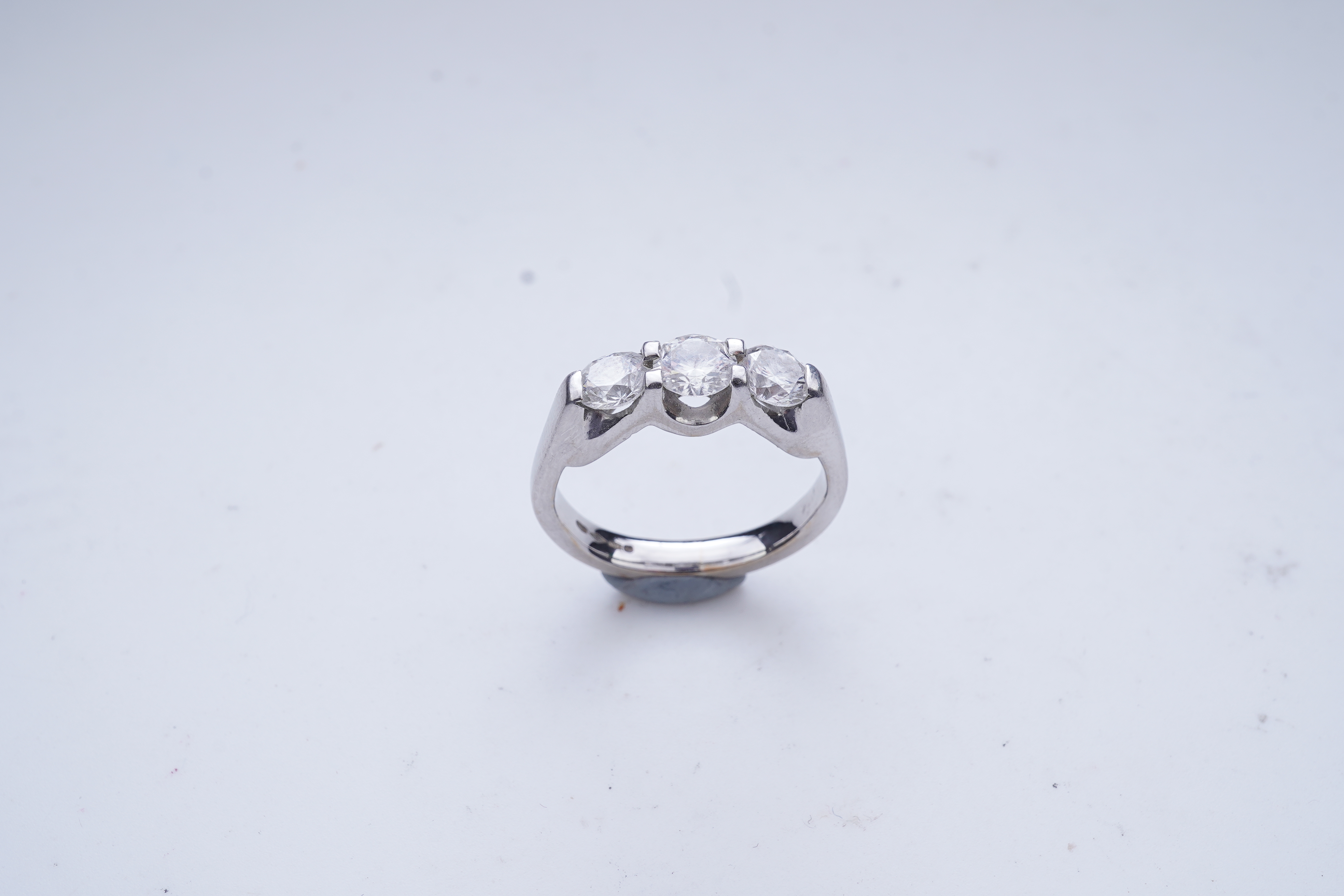 A three-stone diamond ring